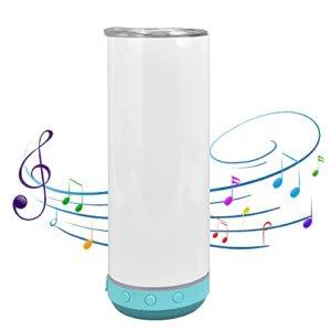 bluetooth speaker cup, 20oz bluetooth music cup portable detachable stainless steel sublimation music insulated bottle insulated mug vacuum water bottle (blue bottom)(blue background)