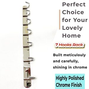 Wall Hooks for Hanging | Wall Hanger Heavy Duty | Stainless Steel Coat Hooks Wall Mounted | Towel Hooks for Bathrooms 19 Inch 7 Hooks