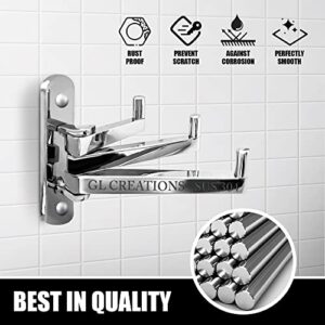 GL Creations Coat Hanger Wall Hooks | Towel Hooks Hanger for Bathroom | Stainless Steel Towel Hook | Folding Hooks for Wall ‎3.7 x 0.98 x 2.7