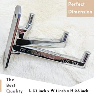 GL Creations Coat Hanger Wall Hooks | Towel Hooks Hanger for Bathroom | Stainless Steel Towel Hook | Folding Hooks for Wall ‎3.7 x 0.98 x 2.7