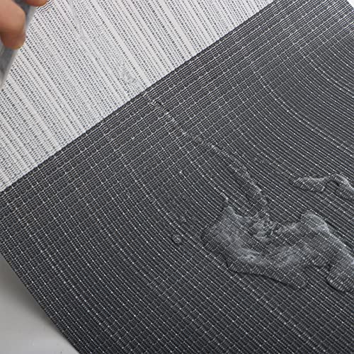 Vinjiasin Placemats Set of 4 for Dining Table Vinyl Woven Placemats Washable Easy to Clean Heat Resistant Durable Table Mats Black/Grey Place Mats for Indoor and Outdoor