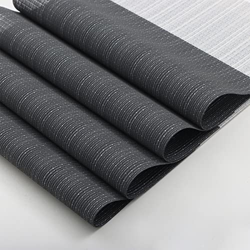 Vinjiasin Placemats Set of 4 for Dining Table Vinyl Woven Placemats Washable Easy to Clean Heat Resistant Durable Table Mats Black/Grey Place Mats for Indoor and Outdoor