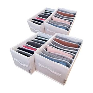 joue closet drawer organizers 4 pcs. premium, extra-sturdy, mesh organizational dividers for clothes storage. white wardrobe dresser clothing grid system for tshirts, jeans, leggings. 2 small, 2 large