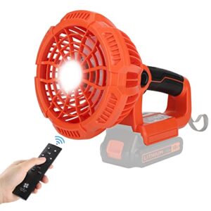 cordless fan with remote for black and decker 14.4-20v lithium battery,tabletop fan with 3 energy efficient speed settings and dimmable led light(tool only)