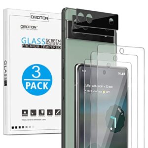 [3+2 pack] omoton screen protector for google pixel 6a 5g, 3 pack pixel 6a screen protector & 2 pack camera lens protector, 9h hardness tempered glass compatible with pixel 6a (6.1 inch, 2022 released)