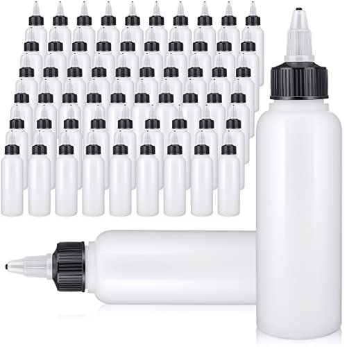 60 Pieces Plastic Squeeze Bottles 4 oz Condiment Dispensing Bottles with Twist Top Cap Sauce Squirt Empty Squeeze Bottles for Condiment Cookie Decorating Sauces Arts Crafts Lab Oil