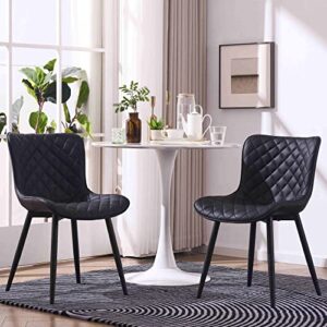 Kidol & Shellder Dining Chairs Kitchen Dining Room Chairs Set of 2 Modern Upholstered Living Room Chairs Faux Leather Vanity Chair Comfortable Contemporary Dining Chair (Black),3 Mins Quick Assembly