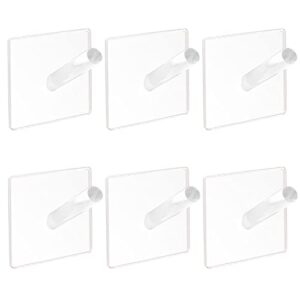 watpot acrylic hat hooks for wall, clear adhesive hooks for hanging towel coat bag, 6 pack