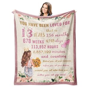 peliny chrid 13 year old girl gifts for birthday throws blanket 60"x50" - gifts for 13 year old girls - 13th birthday gifts for teen girls - 13th birthday decorations for girls gift ideas