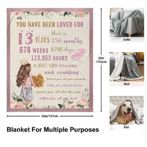 Peliny Chrid 13 Year Old Girl Gifts for Birthday Throws Blanket 60"X50" - Gifts for 13 Year Old Girls - 13th Birthday Gifts for Teen Girls - 13th Birthday Decorations for Girls Gift Ideas