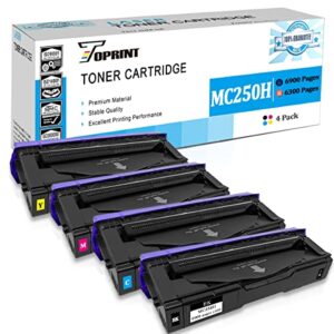 4 colors compatible toner cartridges print cartridges m c250 p c300 p c301 c250h c300w high capacity 6900 pages for black & 6300 pages for cmy toprint for ricoh m c250fw, m c250fwb, p c300w, p c301w