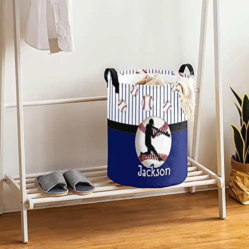 CustomLife Ball Sports Baseball Customized Dirty Clothes Laundry Basket with Knitting Handle Dirty Clother Bag 19.69 inch (H) x 14.17 inch (W) Multi 1 14.17 X 19.69 inches