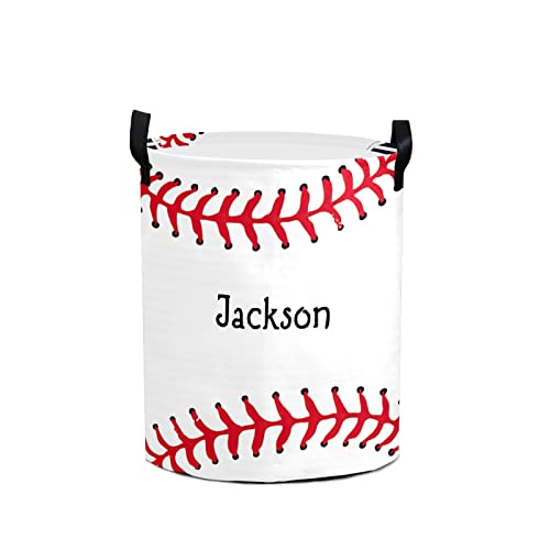 Baseball Stripe Customized Dirty Clothes Laundry Basket with Knitting Handle Dirty Clother Bag 19.69"(H) x 14.17"(W)