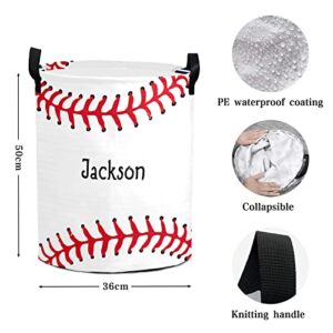 Baseball Stripe Customized Dirty Clothes Laundry Basket with Knitting Handle Dirty Clother Bag 19.69"(H) x 14.17"(W)