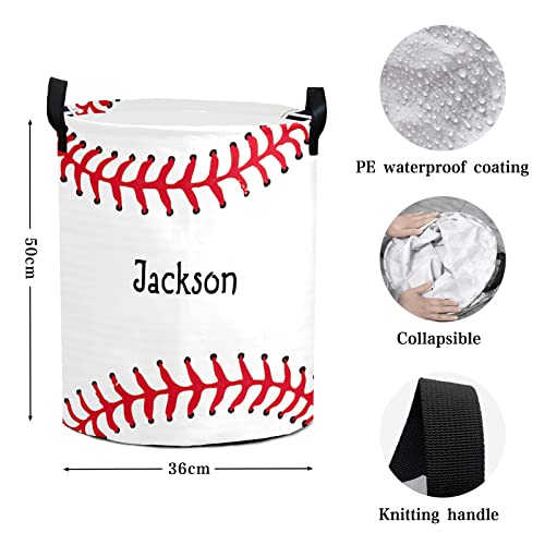 Baseball Stripe Customized Dirty Clothes Laundry Basket with Knitting Handle Dirty Clother Bag 19.69"(H) x 14.17"(W)