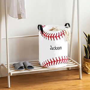 Baseball Stripe Customized Dirty Clothes Laundry Basket with Knitting Handle Dirty Clother Bag 19.69"(H) x 14.17"(W)