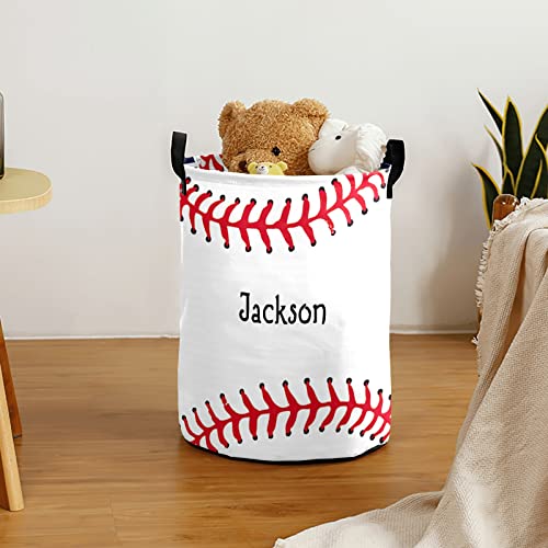 Baseball Stripe Customized Dirty Clothes Laundry Basket with Knitting Handle Dirty Clother Bag 19.69"(H) x 14.17"(W)