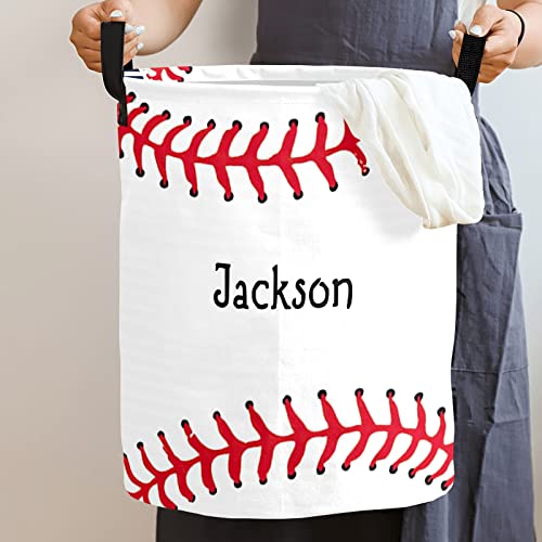 Baseball Stripe Customized Dirty Clothes Laundry Basket with Knitting Handle Dirty Clother Bag 19.69"(H) x 14.17"(W)