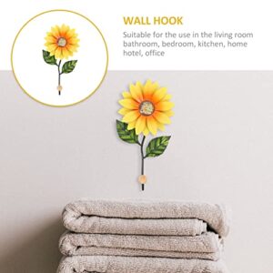 YARNOW Wall Hooks Wall Mounted Art Flower Hook Vintage Metal Sunflower Hooks Keys Aprons Kitchen Wall Hangers for Hanging Coat Hat Key Towel Vintage Hanger Yellow