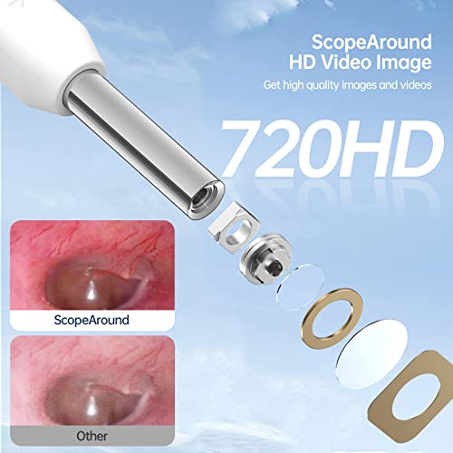 ScopeAround Digital Otoscope with Light, Ear Cleaning Camera and Wax Remover, Visual Ear Cleaner with 4.3" IPS Screen, 6 LED Lights, HD Video Ear Scope Camera, Supports Photo Snap and Video Recording