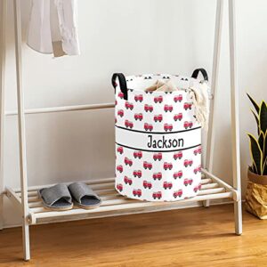 CustomLife Fire Truck Baby Personalized Custom Laundry Hamper Storage Basket Collapsible for Living Room Bathroom Bedroom 14.17 X 19.69 inches