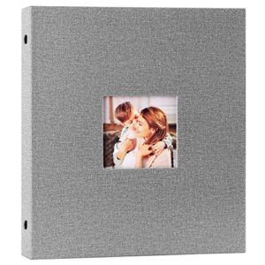 Ywlake Photo Album 8x10 Pockets, Linen Hard Cover Slip Slide in Photo Albums with Plastic Sleeves holds 50 Top Loading Vertical 8x10 Pictures (Grey)