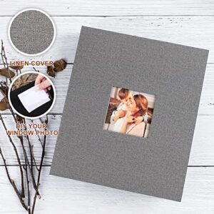 Ywlake Photo Album 8x10 Pockets, Linen Hard Cover Slip Slide in Photo Albums with Plastic Sleeves holds 50 Top Loading Vertical 8x10 Pictures (Grey)