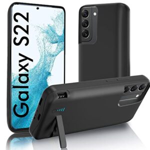 slabao galaxy s22 battery case 4800mah, kickstand & dual device charging case, rechargeable backup charger case for samsung galaxy s22 5g(6.1") black