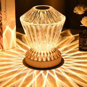 ouoyyo crystal night light desk lamp, rechargeable touch dimmable table lamp bedside large battery - 3 color crystal mini small lamp for bedroom beside living room - great gift mom wife kids