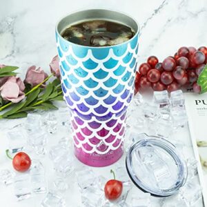 Yoelike 30 oz Mermaid Tumbler with Lid and Straw, Stainless Steel Vacuum Insulated Coffee Ice Cup, Double Wall Travel Mug, Sweat Proof - Keeps Cold for 24 Hours and Hot for 12 Hours