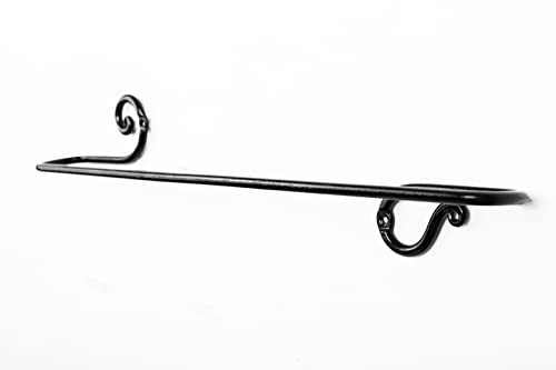 HB Bath Towel Bar 20 inch, Wrought Iron Decorative Bathroom Towel Cloth Hanger Heavy Duty Wall Mounted Handmade Towel Rod (Black)