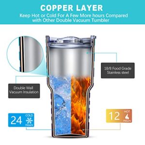 Yoelike 30 oz Mermaid Tumbler with Lid and Straw, Stainless Steel Vacuum Insulated Coffee Ice Cup, Double Wall Travel Mug, Sweat Proof - Keeps Cold for 24 Hours and Hot for 12 Hours