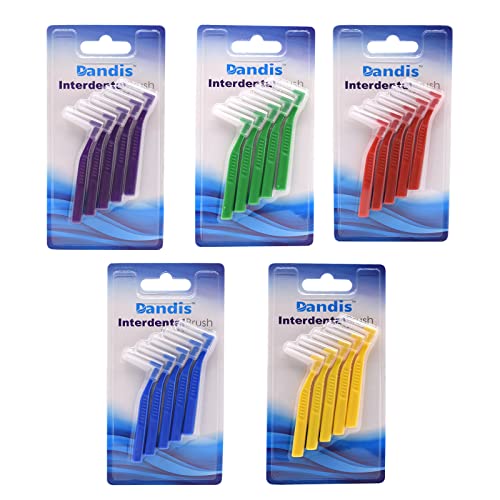 25 Pcs Interdental Angle Brushes,Reusable Dental Cleaners,Oral Dental Hygiene Brush,Dental Toothpick Floss for Braces,Tooth Cleaning Tool (Multi-Colored)