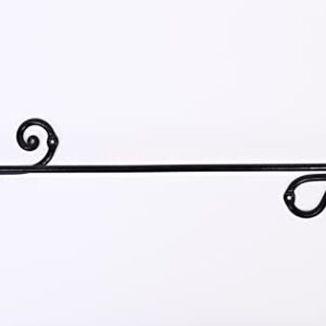 HB Bath Towel Bar 20 inch, Wrought Iron Decorative Bathroom Towel Cloth Hanger Heavy Duty Wall Mounted Handmade Towel Rod (Black)