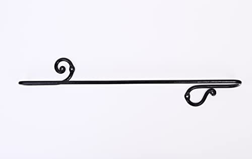 HB Bath Towel Bar 20 inch, Wrought Iron Decorative Bathroom Towel Cloth Hanger Heavy Duty Wall Mounted Handmade Towel Rod (Black)