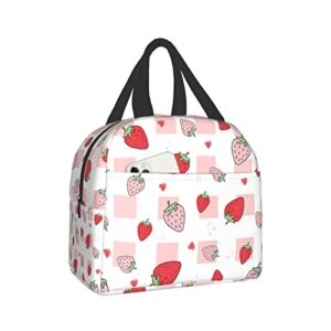 uyeugv strawberry lunch box insulated lunch bag reusable tote bags lunchbox for kids teens girls boys school work travel