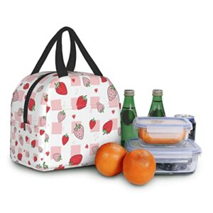 UYEUGV Strawberry Lunch Box Insulated Lunch Bag Reusable Tote Bags Lunchbox for Kids Teens Girls Boys School Work Travel