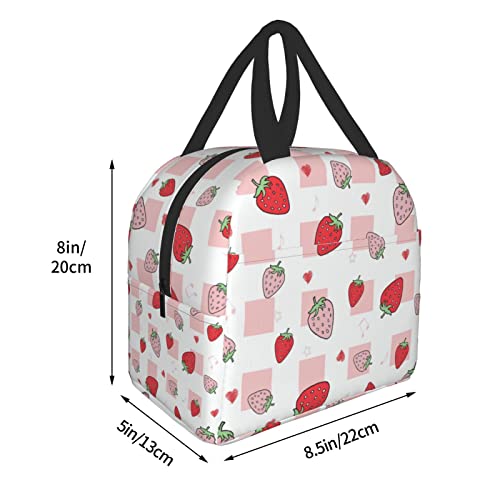 UYEUGV Strawberry Lunch Box Insulated Lunch Bag Reusable Tote Bags Lunchbox for Kids Teens Girls Boys School Work Travel