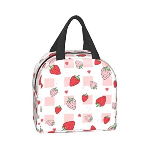 UYEUGV Strawberry Lunch Box Insulated Lunch Bag Reusable Tote Bags Lunchbox for Kids Teens Girls Boys School Work Travel