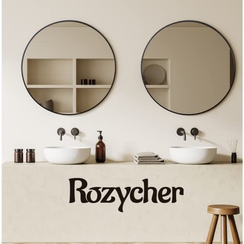 rozycher Round Mirror 24 Inch, Black Circle Mirror, Round Bathroom Mirror for Wall, Wall Mirror Decor, Black Round Mirror for Bathroom, Living Room, Bedroom, Entryway, Hallway, Vanity, Washroom