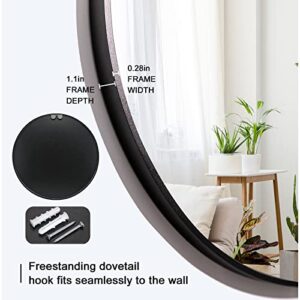 rozycher Round Mirror 24 Inch, Black Circle Mirror, Round Bathroom Mirror for Wall, Wall Mirror Decor, Black Round Mirror for Bathroom, Living Room, Bedroom, Entryway, Hallway, Vanity, Washroom