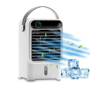 mini air conditioner portable, personal air cooler fan with 3 wind speeds, evaporative humidifier, led light, timing - small ac misting fan usb for home room bedroom office desk, 500ml water tank, 6w
