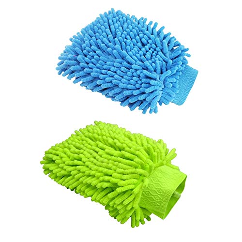 NA 2Pcs Car wash Mitt Microfiber Wash Gloves Car Cleaning Microfiber Mitt Cleaning Microfibre Cloths for Car Cleaning & Household Cleaning