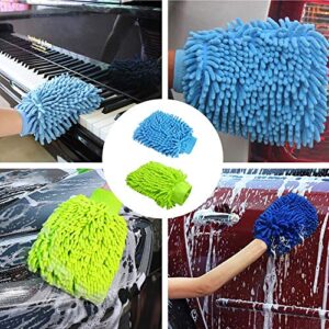 NA 2Pcs Car wash Mitt Microfiber Wash Gloves Car Cleaning Microfiber Mitt Cleaning Microfibre Cloths for Car Cleaning & Household Cleaning