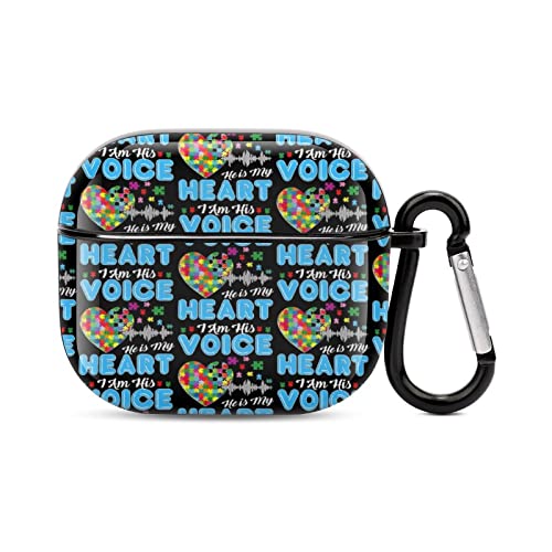 Autism Awareness Puzzle I Am His Voice AirPods 3 Case Cover Gifts with Keychain, Shock Absorption Soft Cover AirPods 3 Earphone Protective Case for Men Women