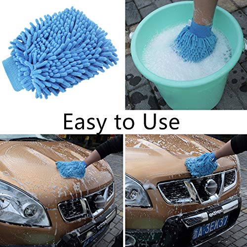 NA 2Pcs Car wash Mitt Microfiber Wash Gloves Car Cleaning Microfiber Mitt Cleaning Microfibre Cloths for Car Cleaning & Household Cleaning