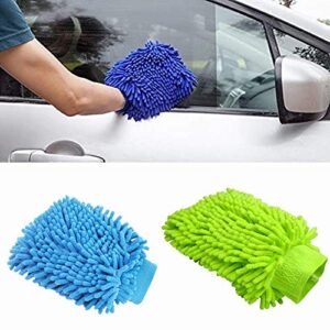 NA 2Pcs Car wash Mitt Microfiber Wash Gloves Car Cleaning Microfiber Mitt Cleaning Microfibre Cloths for Car Cleaning & Household Cleaning