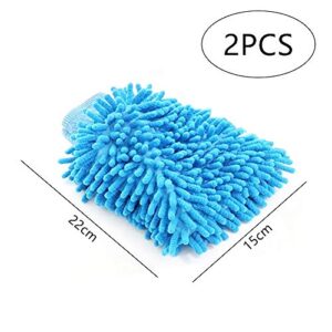 NA 2Pcs Car wash Mitt Microfiber Wash Gloves Car Cleaning Microfiber Mitt Cleaning Microfibre Cloths for Car Cleaning & Household Cleaning