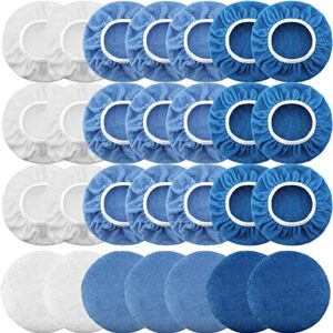 tallew 40 pcs 9 to 10 inches buffer bonnets waxers buffer pads set microfiber car polisher pad wax applicator pad cover kit for waxing, cleaning and polishing, 3 colors
