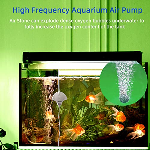 LERODITE Silent Mini Aquarium Air Pump, The Quiet Oxygen Air Pump for 1-25 Gallon Fish Tank with Air Pump Accessories, Adsorbable, Ultra Silent, 1.0 Watts